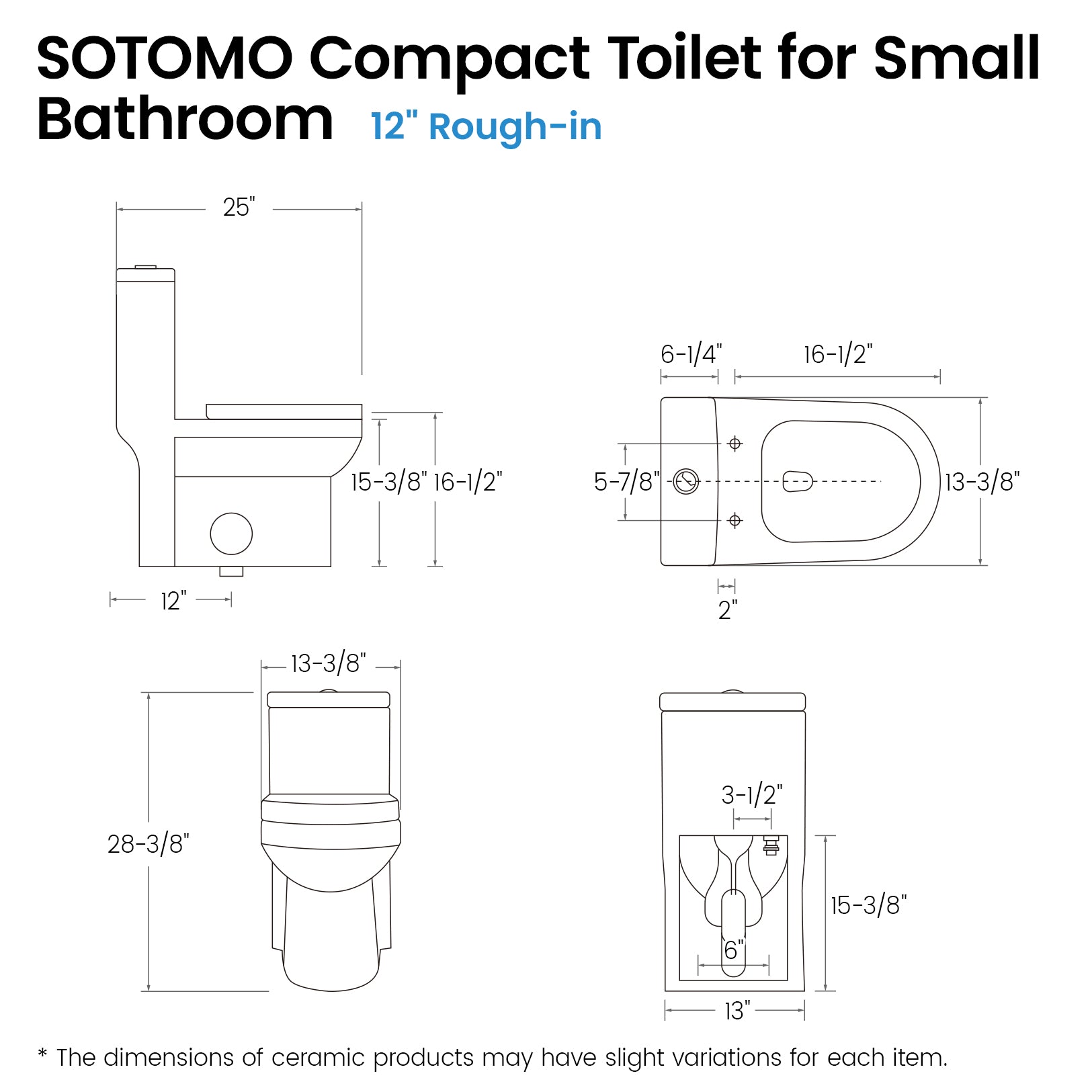 MY-2133 Compact One Piece Toilet for Bathroom, Powerful Dual Flush Round Small Toilet, Average 1.28 GPF, 12" Rough-In Skirted Toilet with Upgraded UF Quiet & Soft Close Seat, White