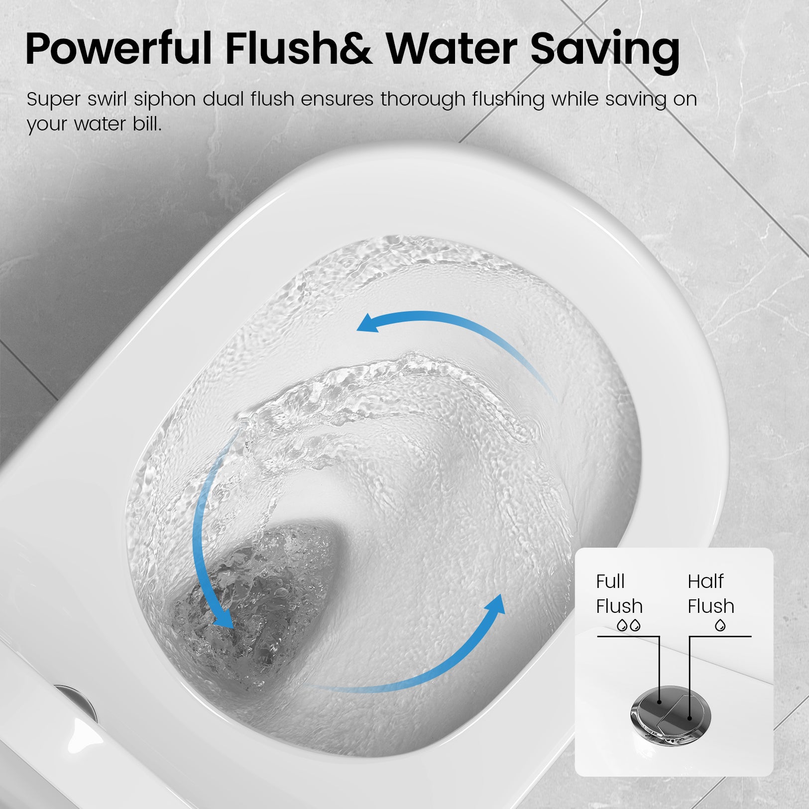MY-2133 Compact One Piece Toilet for Bathroom, Powerful Dual Flush Round Small Toilet, Average 1.28 GPF, 12" Rough-In Skirted Toilet with Upgraded UF Quiet & Soft Close Seat, White