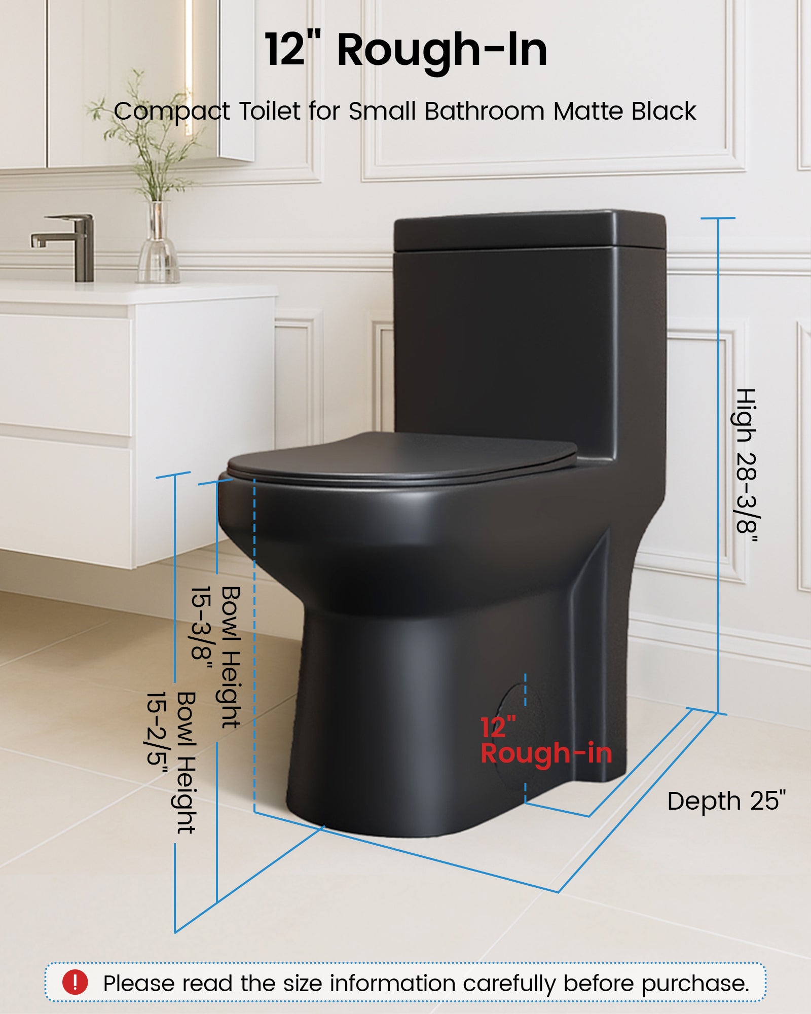 MY-2133 Compact One Piece Toilet for Bathroom, Powerful Dual Flush Round Small Toilet, Average 1.28 GPF, 12" Rough-In Skirted Toilet with Upgraded UF Quiet & Soft Close Seat, White