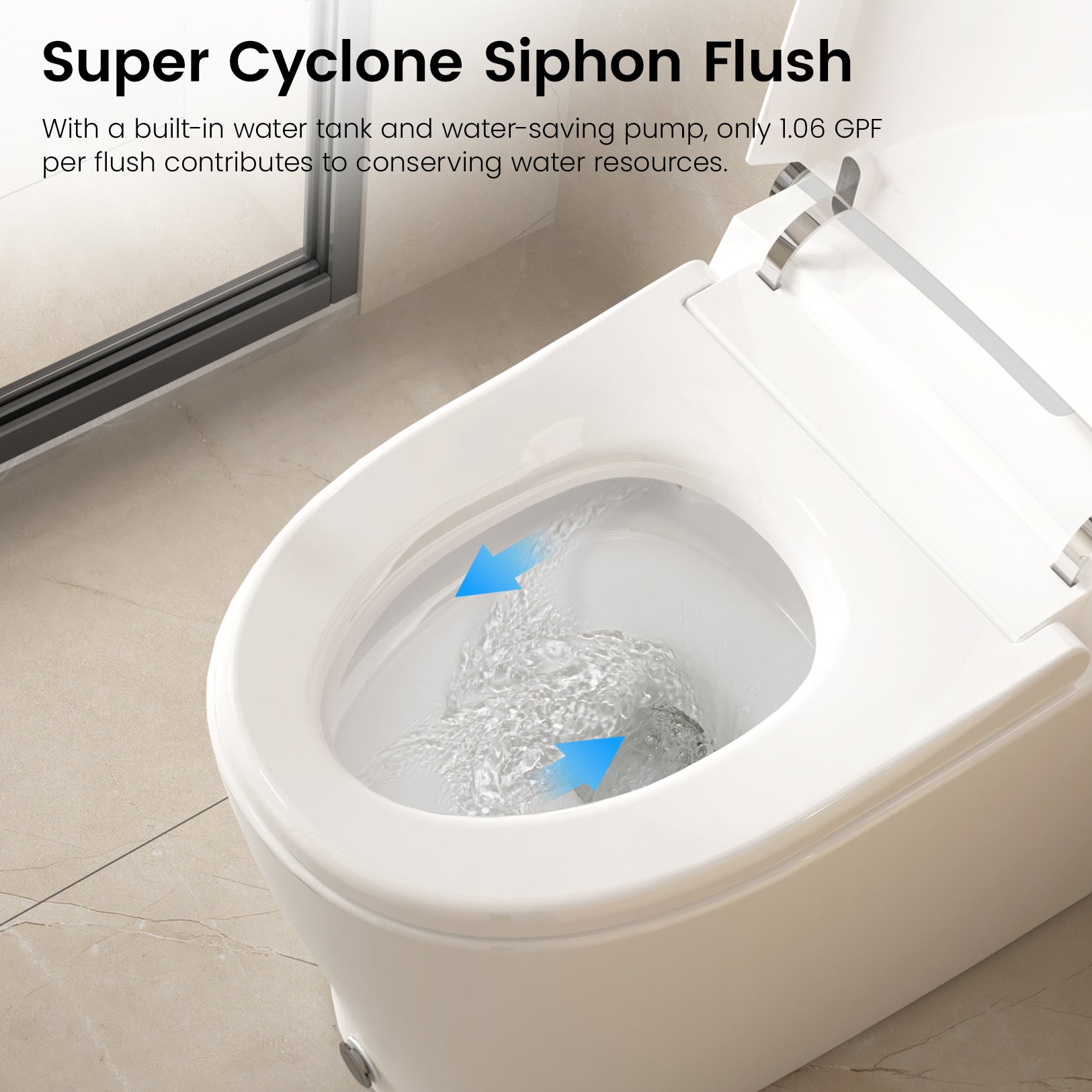 DA80U  One Piece  Elongated Smart Toilet Bidet Combo with Built-in Water Tank,  Heated Seat,  Blackout Flush