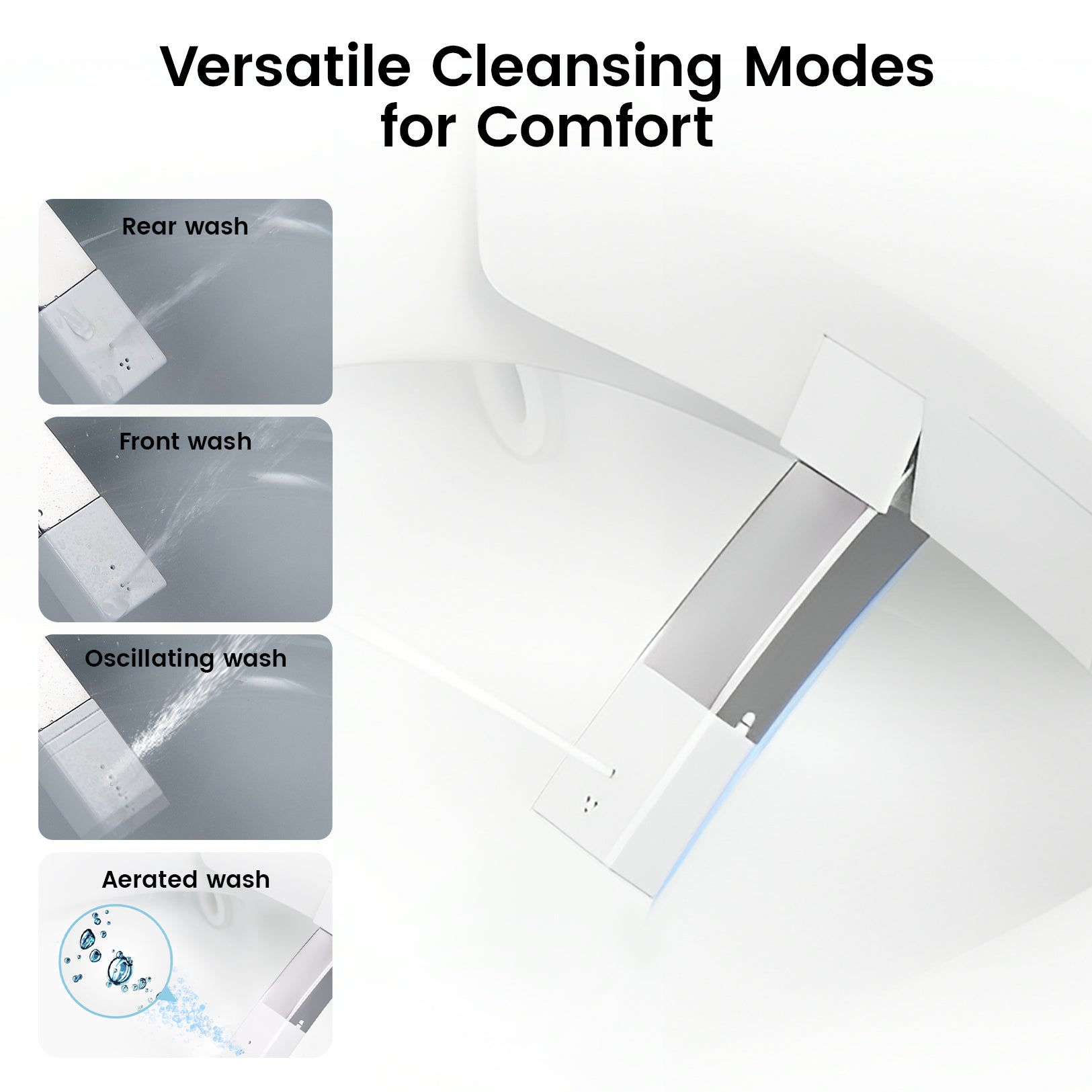 DA80U  One Piece  Elongated Smart Toilet Bidet Combo with Built-in Water Tank,  Heated Seat,  Blackout Flush