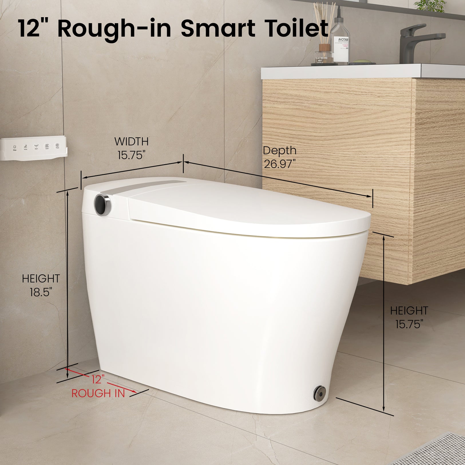 DA80U  One Piece  Elongated Smart Toilet Bidet Combo with Built-in Water Tank,  Heated Seat,  Blackout Flush