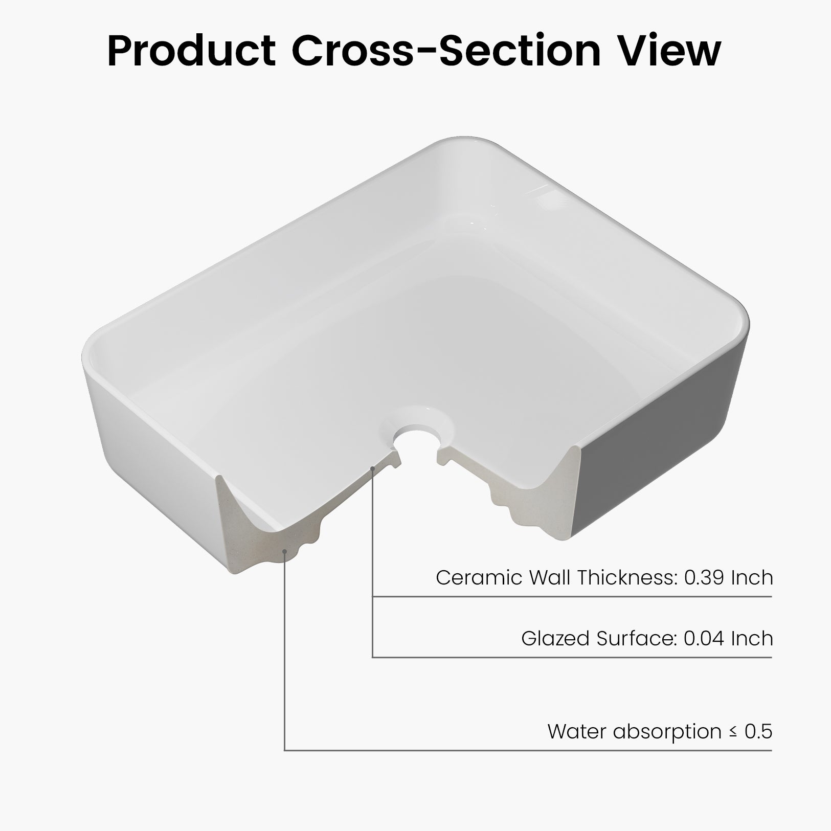 MJ-695 Bathroom Rectangular Vessel Sink, 19.7" x 15.7" x 5.5"