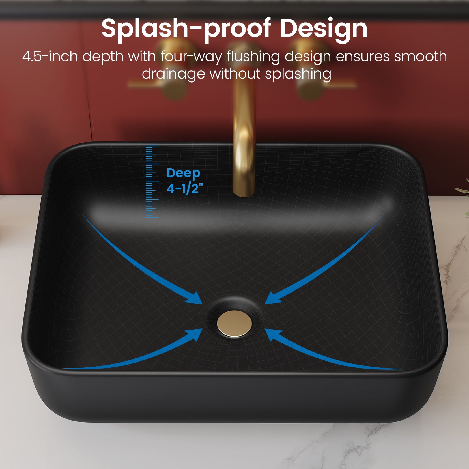 MJ-695 Bathroom Rectangular Vessel Sink, 19.7" x 15.7" x 5.5"