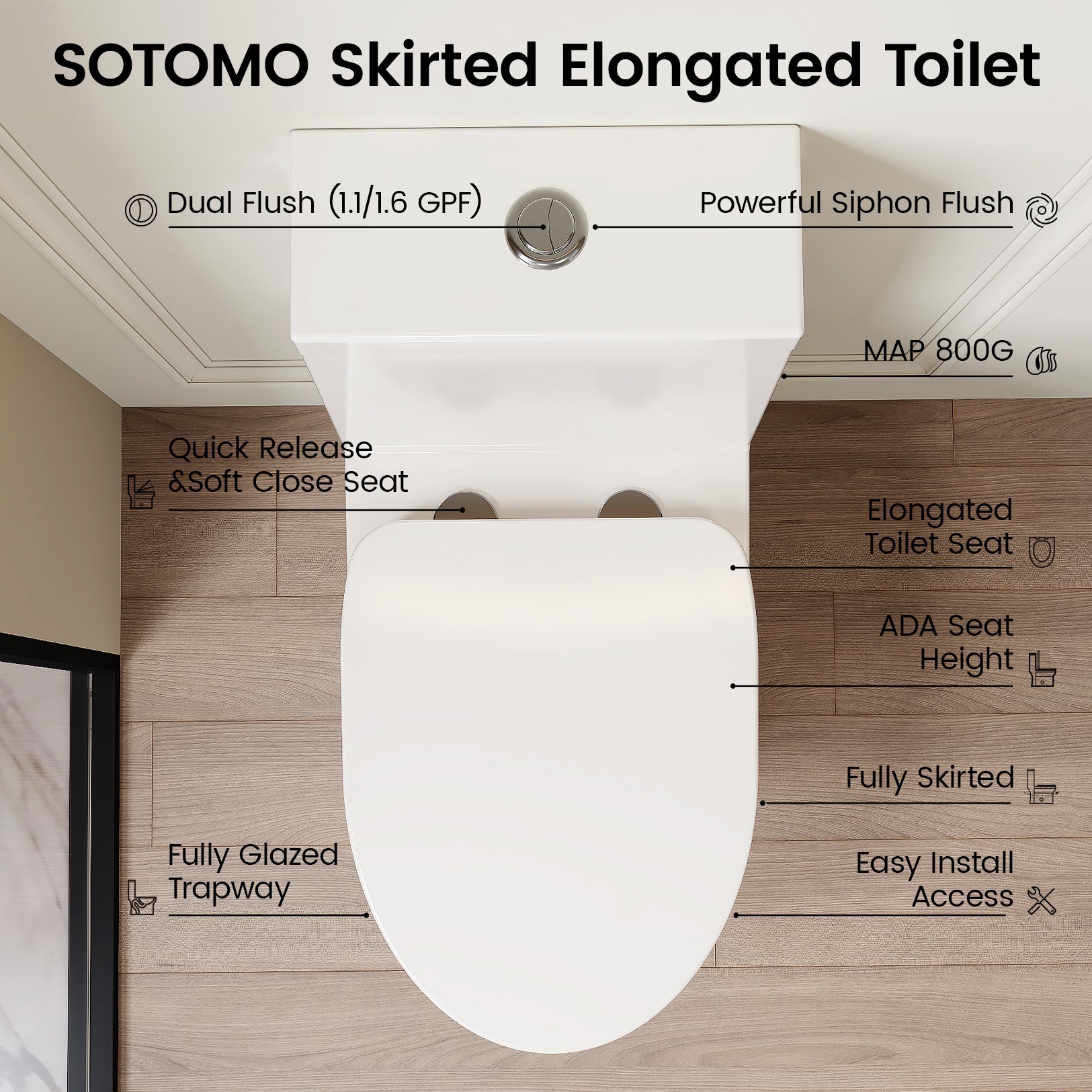 aMJ-T138 Compact ADA Compliant Elongated One Piece Toilet