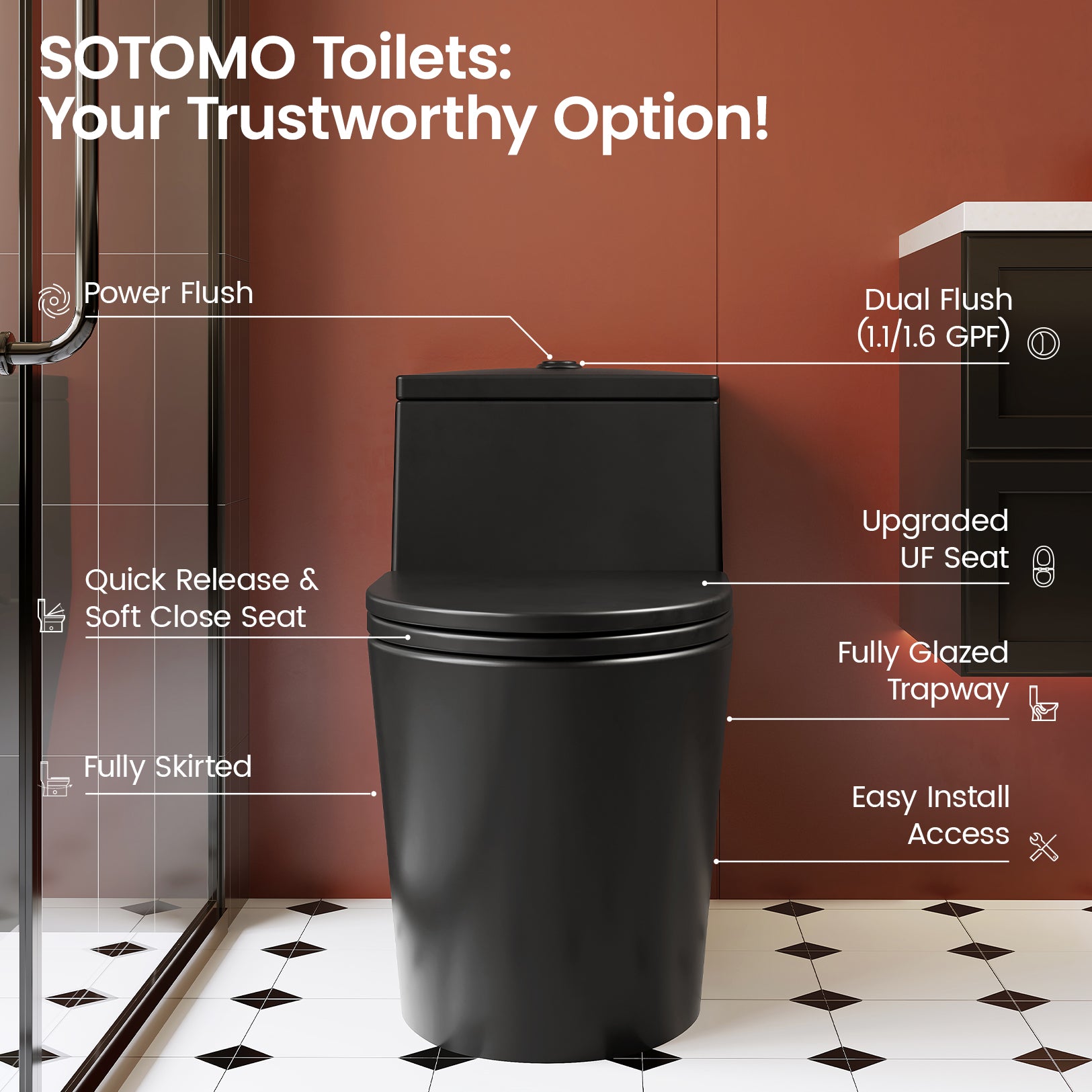 SOTOMO MJ-80 One-Piece Elongated Toilets