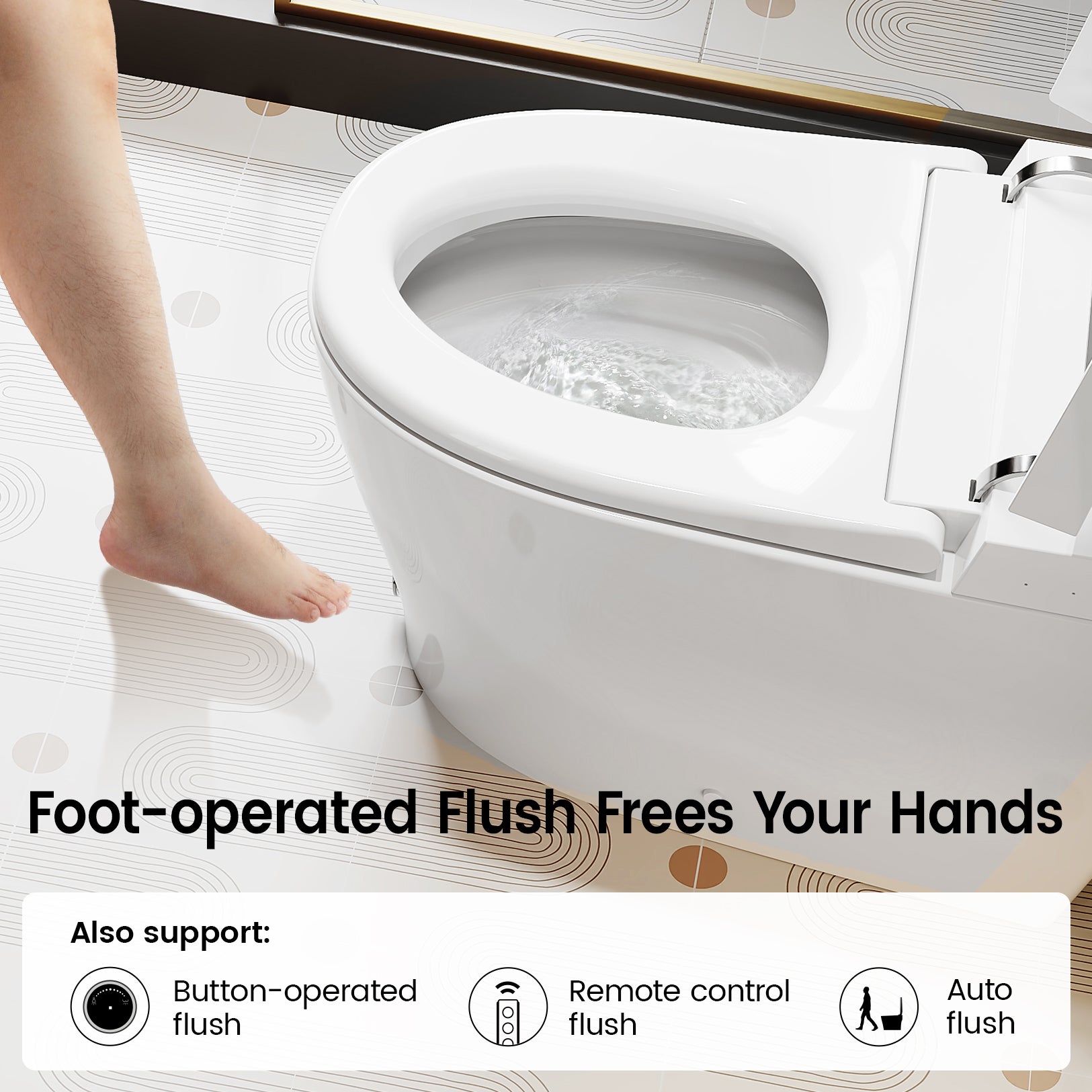 YA60 Smart Bidet Toilet with Heated Seat, Warm Water and Dryer, Auto Flush, Kick Flush, Night Light, and Blackout Flush