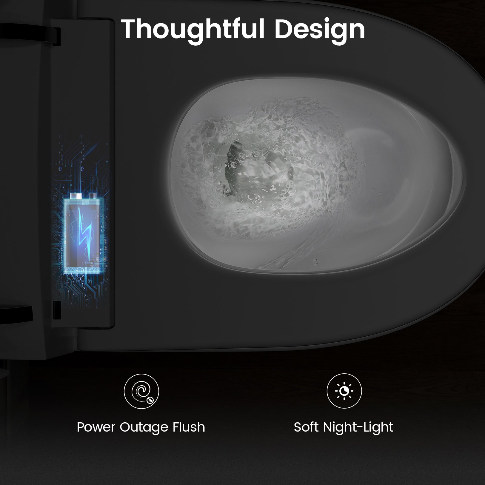 YA60 Smart Bidet Toilet with Heated Seat, Warm Water and Dryer, Auto Flush, Kick Flush, Night Light, and Blackout Flush