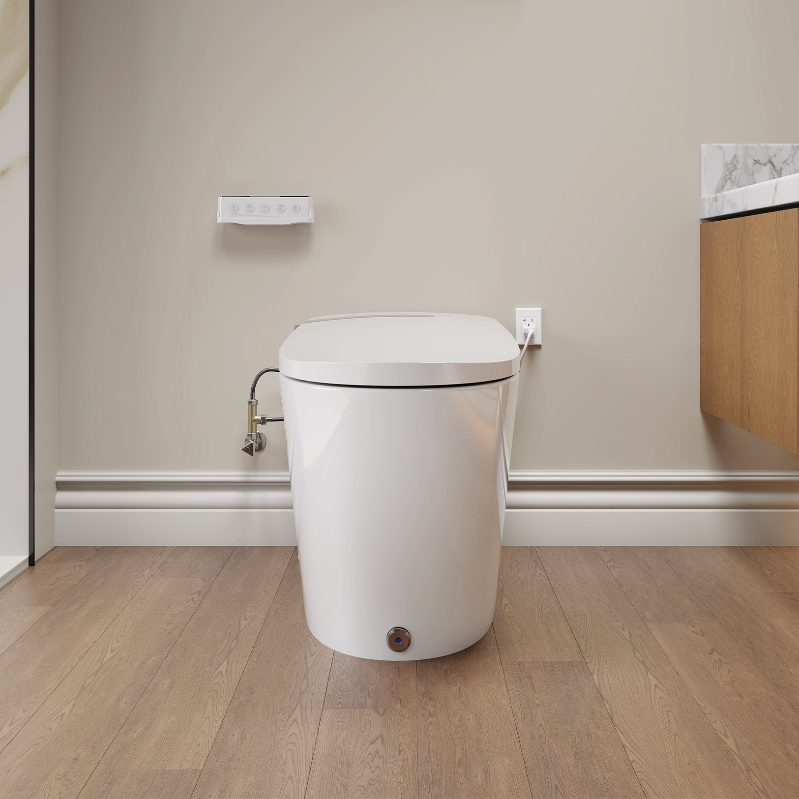 YA80 One Piece Smart Toilet With Bidet, Heated Seat, Warm Water Wash, Auto Flush, Dryer, Blackout Flush