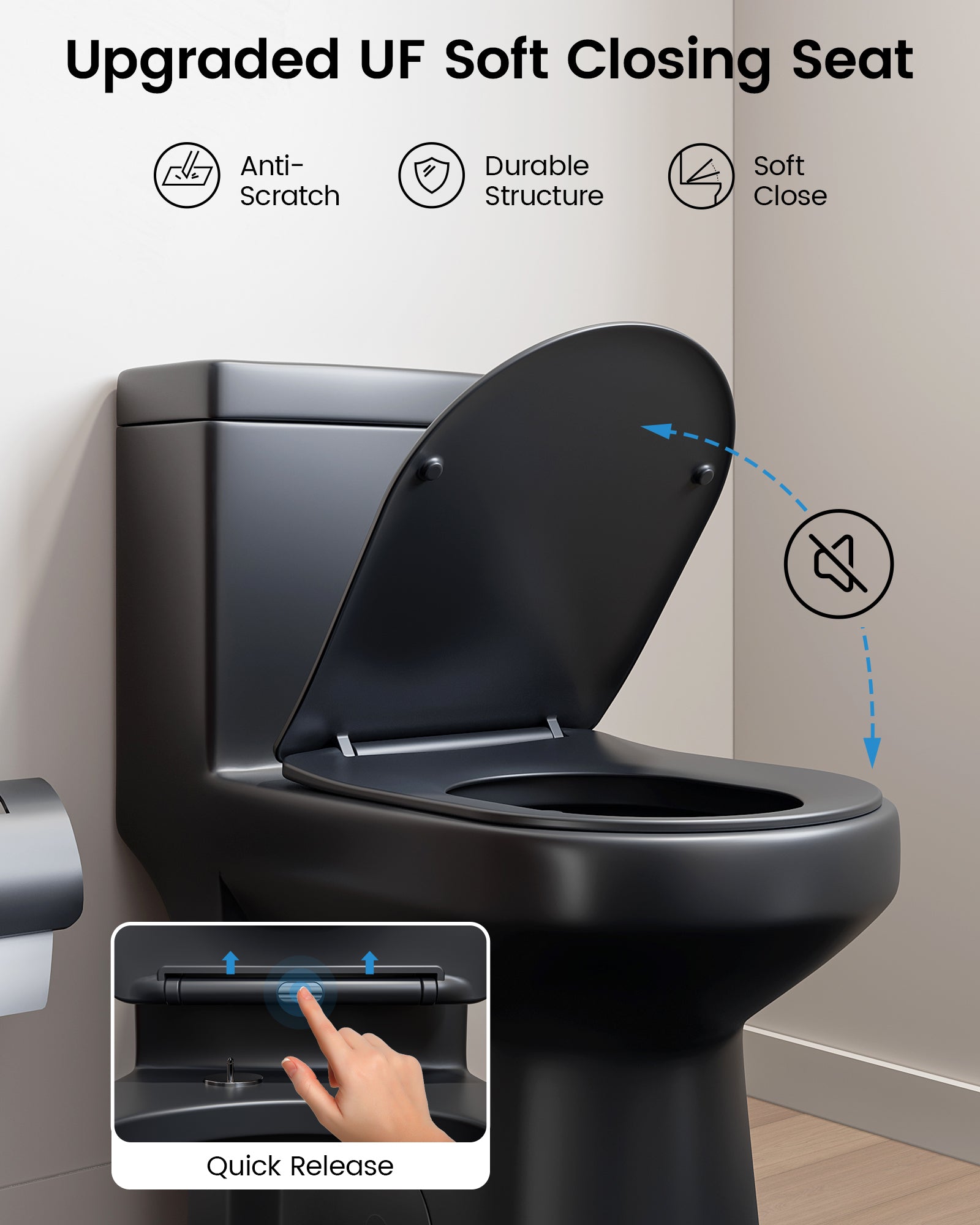 MY-2133 Compact One Piece Toilet for Bathroom, Powerful Dual Flush Round Small Toilet, Average 1.28 GPF, 12" Rough-In Skirted Toilet with Upgraded UF Quiet & Soft Close Seat, White