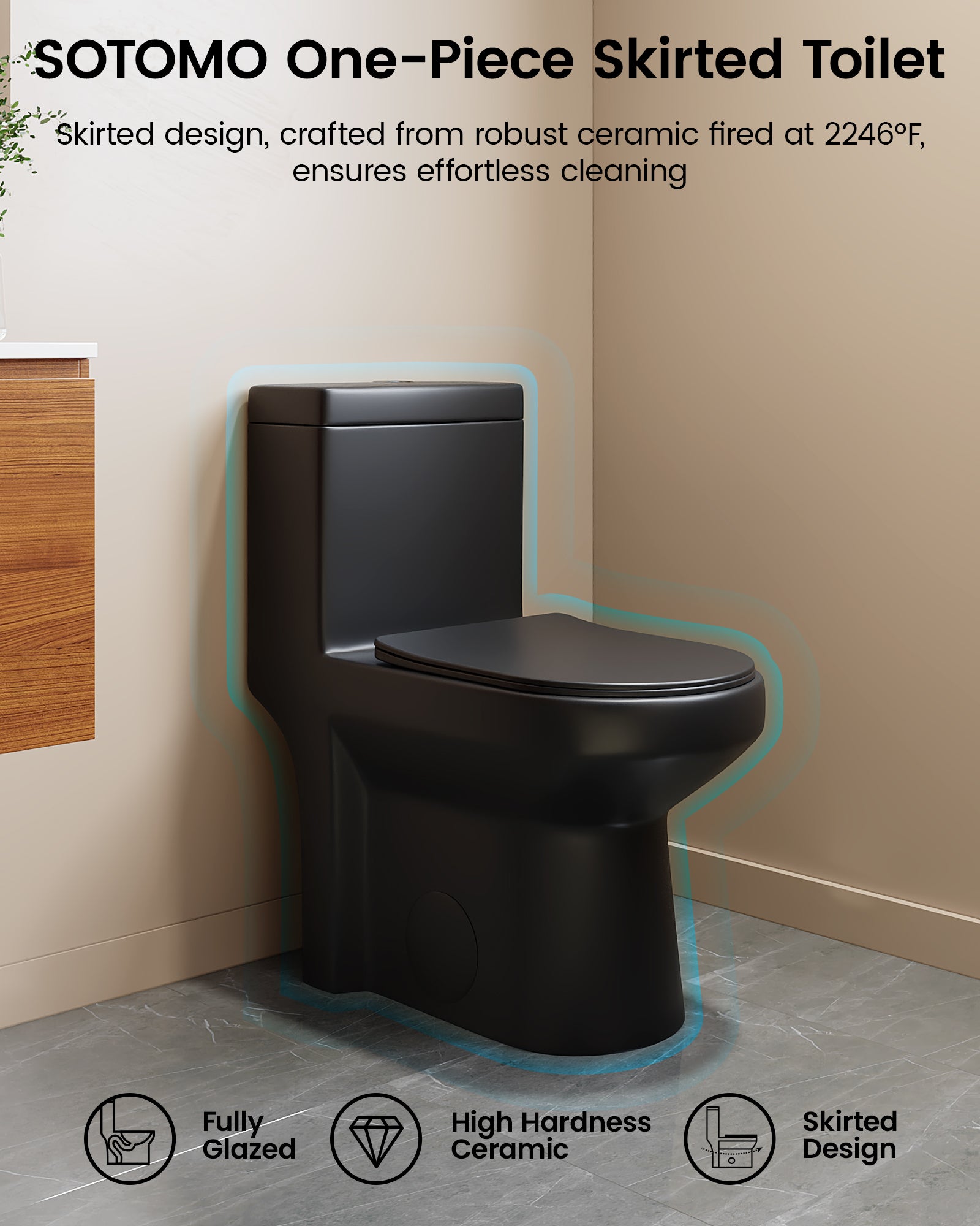 MY-2133 Compact One Piece Toilet for Bathroom, Powerful Dual Flush Round Small Toilet, Average 1.28 GPF, 12" Rough-In Skirted Toilet with Upgraded UF Quiet & Soft Close Seat, White